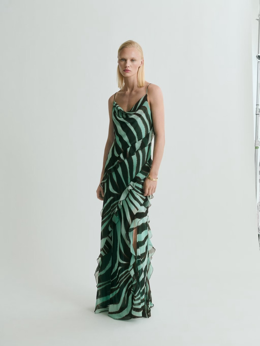 Mango Zebra-Print Dress with ruffles